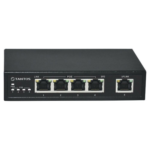 Коммутатор неуправляемый Tantos TSn-4P5G 00-00043085 (L2) 5x1Гбит/с 4PoE 60Wx