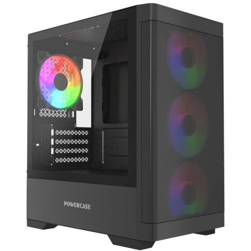 Корпус Powercase Mistral Micro A13B (CMMA13B-L4), Tempered Glass, 4x120mm FRGB fan, чёрный, mATX