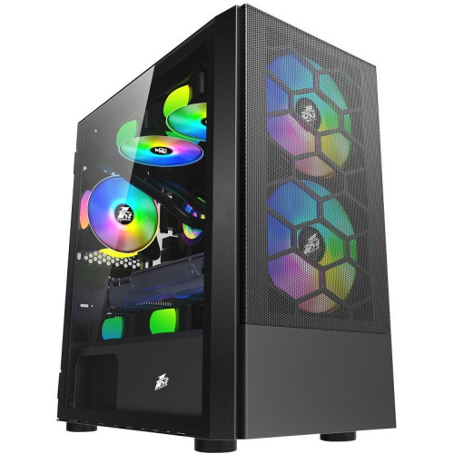 Корпус 1STPLAYER Firebase X4-M X4-M-BK-2F1P-1F1 Black mATX TG 1x120mm & 2x140mm LED fans inc.