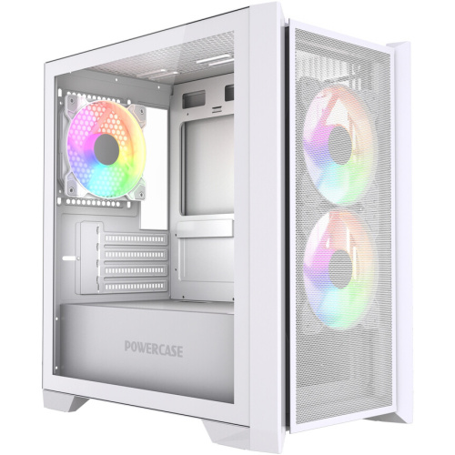 Корпус Powercase Alisio Micro Z3W ARGB V2 (CAMZW-A3-V2), Tempered Glass, 3x 120mm ARGB fan, белый, mATX