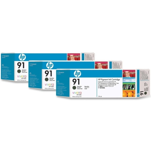 Картридж струйный HP 91 C9480A черный матовый (упаковка из 3 шт C9464A) для DJ Z6100