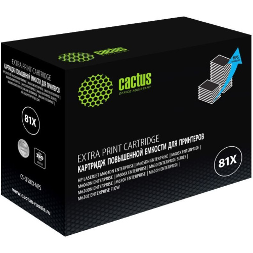Тонер Картридж Cactus CS-CF281X-MPS черный (30000стр.) для HP LJ Ent M630/M605dn/M606dn/M605x