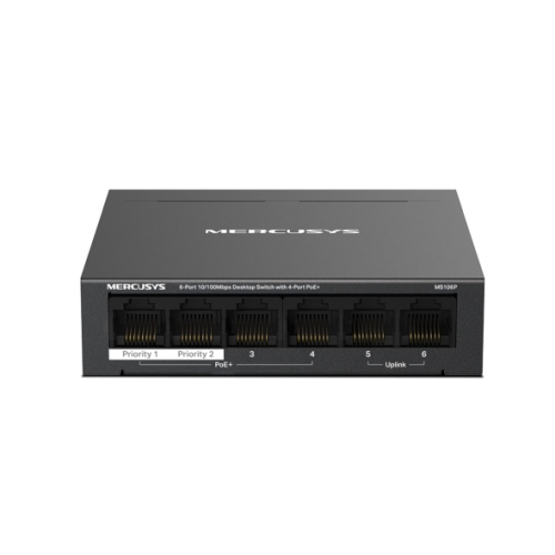 Коммутатор Mercusys MS106P настольный с 6 портами 10/100Мбит/с (4 порта PoE+)