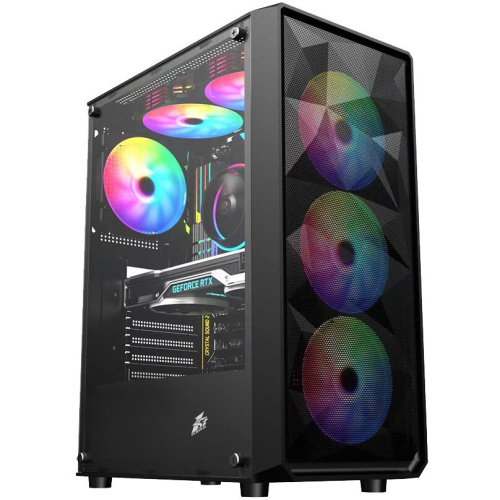 Корпус 1STPLAYER FD3 (FD3-BK-4F1) Black / ATX / 4x120mm LED fans inc.