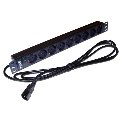 Блок распределения питания Lanmaster TWT-PDU19-10A9P4-3.0 гор.размещ. 9xSchuko базовые 10A C14 3м