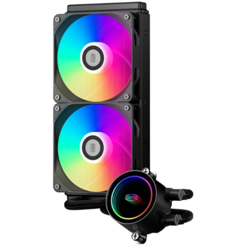 СВО PcCooler DA240 ARGB BK (270W, 240mm, Black, Fans 2x120mm, 73.6CFM, -dBA, 1800RPM/ Pump height 55mm, 3000RPM)