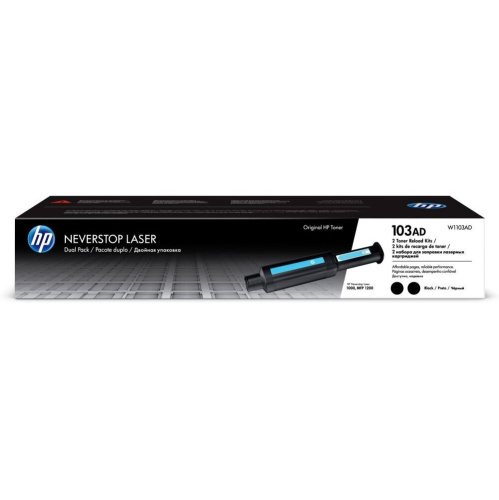 Заправочный комплект лазерный HP 103AD (W1103AD) черный, 2шт., 5000 страниц, оригинальный, для HP Neverstop Laser 1000a/1000w/1200a/1200w