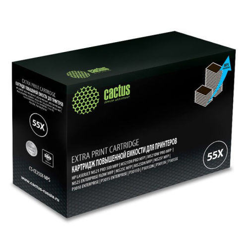 Тонер Картридж Cactus CS-CE255X-MPS черный (15000стр.) для HP LJ P3015