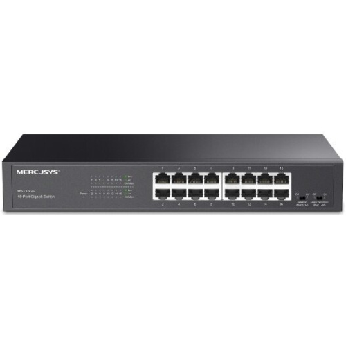Коммутатор Mercusys MS116GS с 16 гигабитными портами для размещения на столе или в стойке