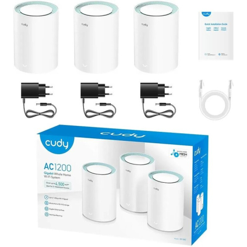 Бесшовный Mesh роутер Cudy M1300 (3-Pack) AC1200 10/100/1000BASE-TX белый
