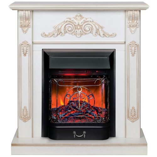 Электрокамин RealFlame Anita WT дуб белый с золотой патиной с очагом Majestic Lux Black RC