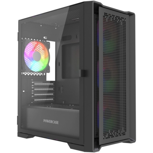 Корпус Powercase ByteFlow Micro Black LE (CAMBFB-A4-LE), Tempered Glass, 4х 120mm ARGB PWM fans, чёрный, mATX