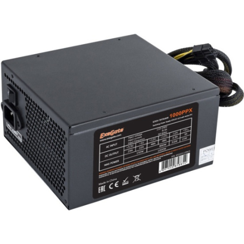 Блок питания Exegate 1000PPX EX222115RUS 1000WRTL, ATX, black, active PFC, 14cm, 24p+2*(4+4)p,PCI-E,5SATA