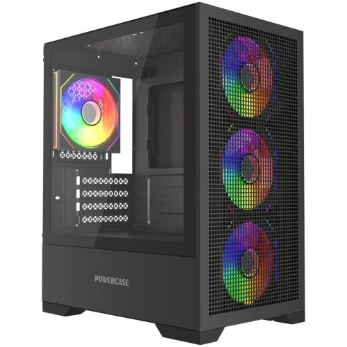 Корпус Powercase Mistral Micro B315 (CMMB315-A4), Tempered Glass, 4x 120mm ARGB PWM Fan, чёрный, mATX