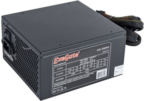 Блок питания Exegate EX220362RUS 700PPX RTL, ATX, black, active PFC, 14cm,20+4pin/4+4pin/PCI-E/4IDE/5SATA
