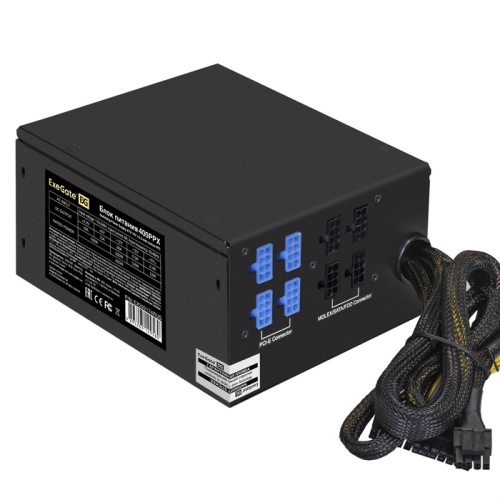 Блок питания ExeGate 400PPX EX292174RUS-S 400W (ATX, APFC, SC, КПД 80 (80 Plus), 14cm fan, 24pin, (4+4)pin, PCIe, 5xSATA, 4xIDE, FDD, кабель 220V)