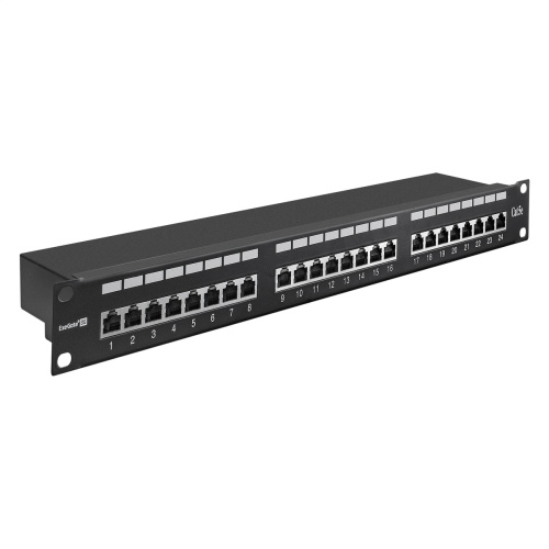 Патч-панель ExeGate EPP3-19-24-8P8C-C5e-SH-110D (EX281083RUS) 19", FTP, 24 port,cat.5e,KRONE&110(dual IDC), 1U, RoHS, с каб. органайзером, Black, RTL