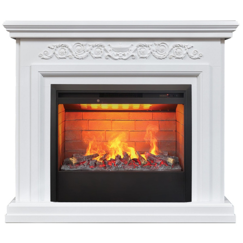 Электрокамин RealFlame Leticia 26 WT белый с очагом 3D Helios 26