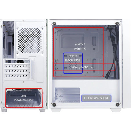 Корпус Ginzzu CL540 White mATX