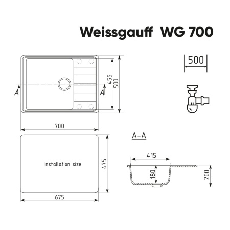 Мойка Weissgauff WG 70008 Anthracite