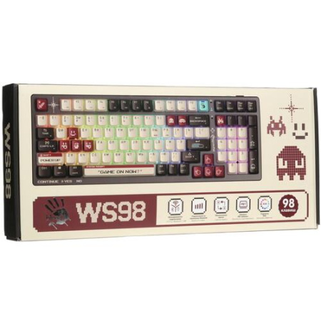Клавиатура проводная + беспроводная A4Tech Bloody WS98 Pixels Red